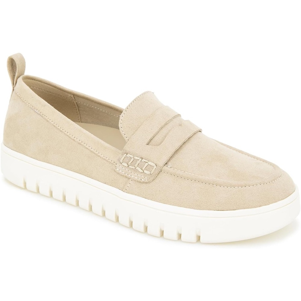 Kensie Cream Loafers with White Sole